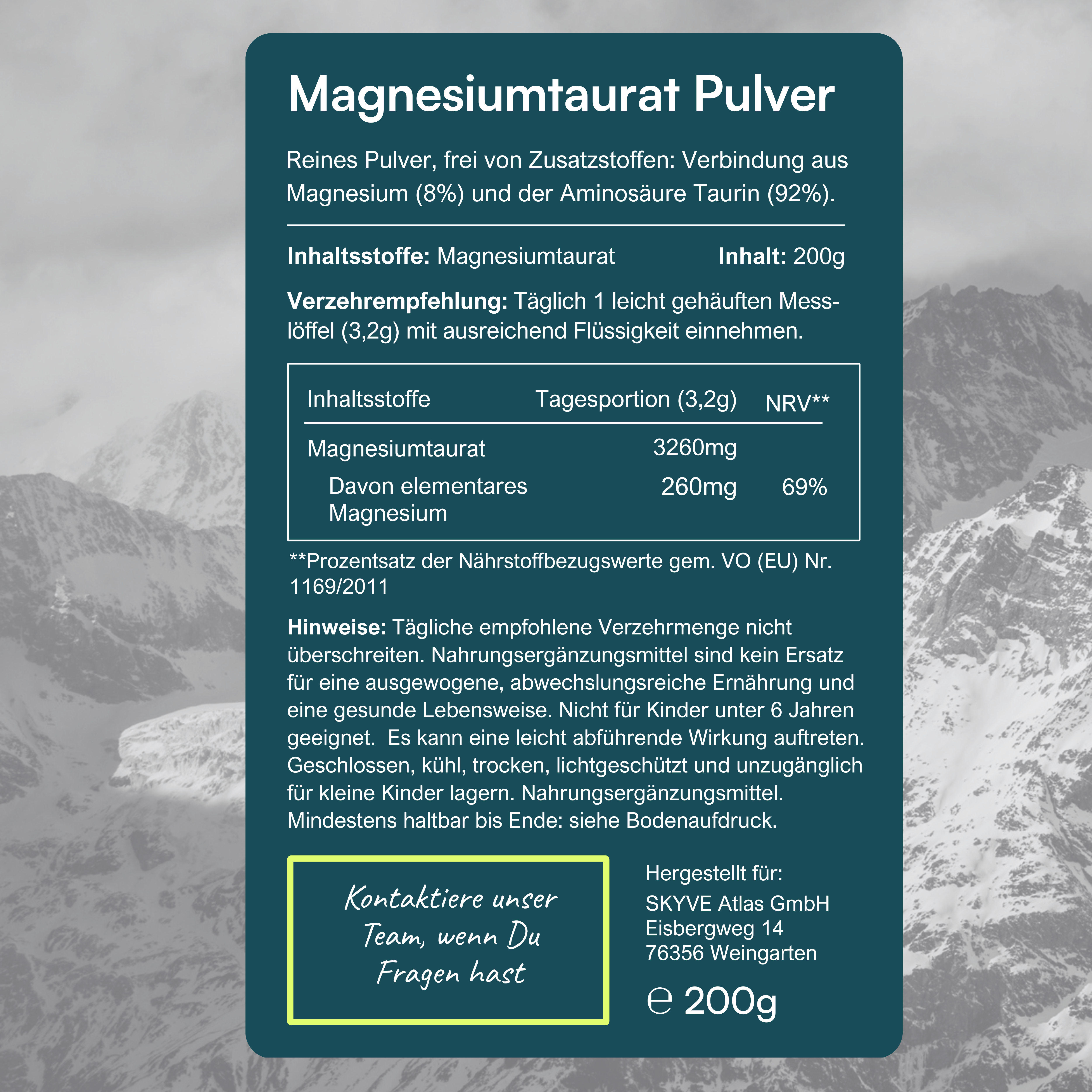 Magnesium Taurat Pulver